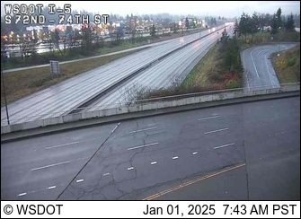 I-5 at MP 129.6: S 72nd/74th St